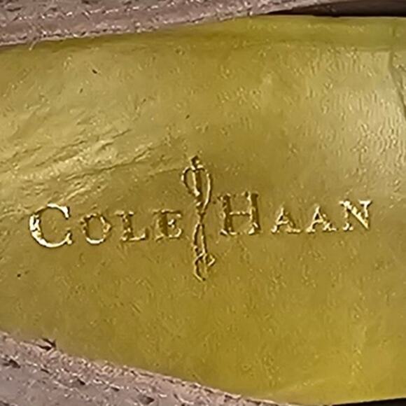 Cole Haan Shoes Womens Size 5.5 Tan Wingtip Oxford Suede Lace Up Chartreuse - Picture 14 of 15